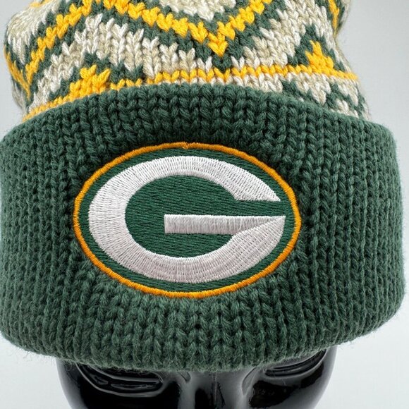 GREEN BAY PACKERS NFL  BEANIE STOCKING CAP KNIT  green yellow Pom Pom logo - Picture 4 of 7